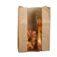Food kraft paper bags brwon paper bag with printed bread packing kraft paper bag with window